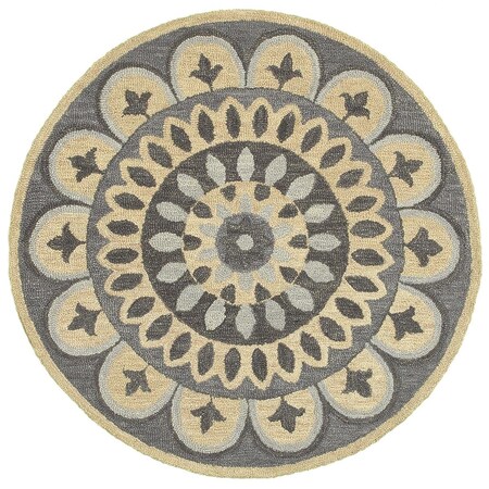 Palacedesigns 6 ft. Round Gray Floral Bloom Area Rug - Gray - 6' PA3663818